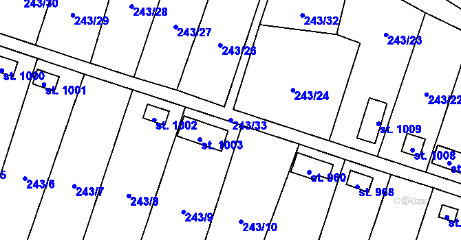 Parcela st. 243/33 v KÚ Konská, Katastrální mapa