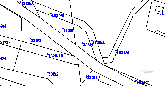 Parcela st. 383/1 v KÚ Konská, Katastrální mapa