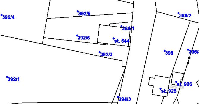 Parcela st. 392/3 v KÚ Konská, Katastrální mapa