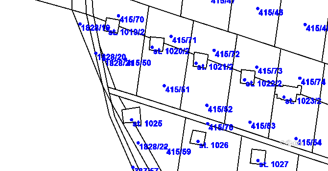 Parcela st. 415/51 v KÚ Konská, Katastrální mapa