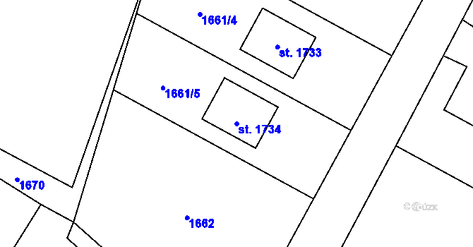 Parcela st. 1734 v KÚ Konská, Katastrální mapa