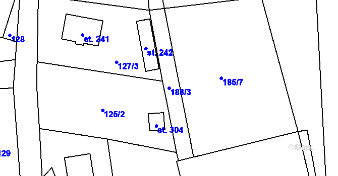 Parcela st. 188/3 v KÚ Horní Líštná, Katastrální mapa