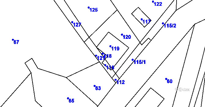 Parcela st. 118 v KÚ Horní Líštná, Katastrální mapa