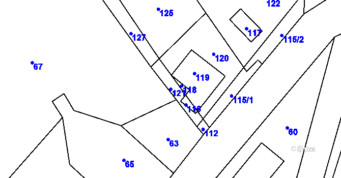 Parcela st. 121 v KÚ Horní Líštná, Katastrální mapa