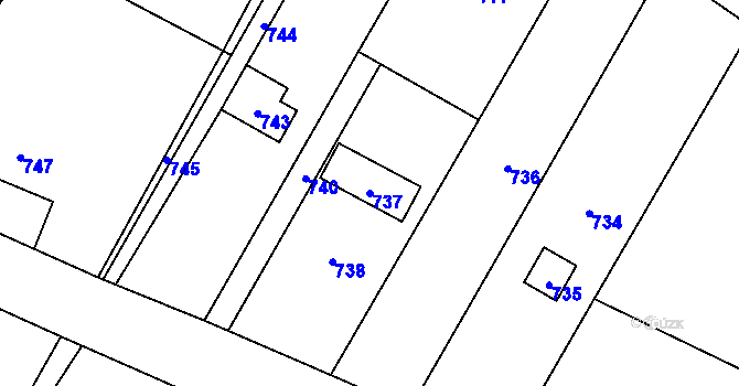 Parcela st. 737 v KÚ Horní Líštná, Katastrální mapa