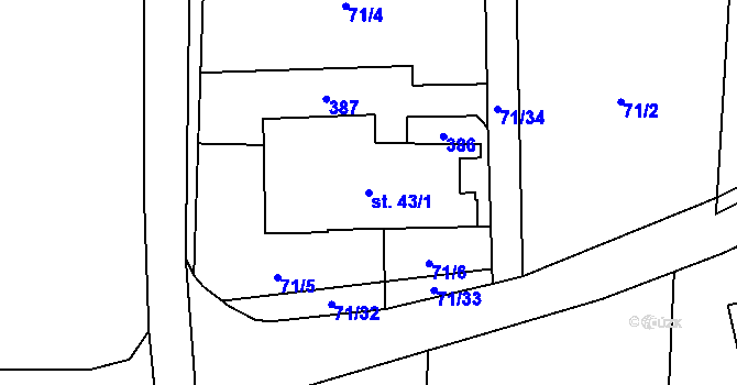 Parcela st. 43/1 v KÚ Kojkovice u Třince, Katastrální mapa