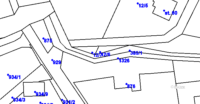 Parcela st. 12/6 v KÚ Kojkovice u Třince, Katastrální mapa