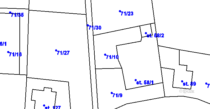 Parcela st. 71/10 v KÚ Kojkovice u Třince, Katastrální mapa