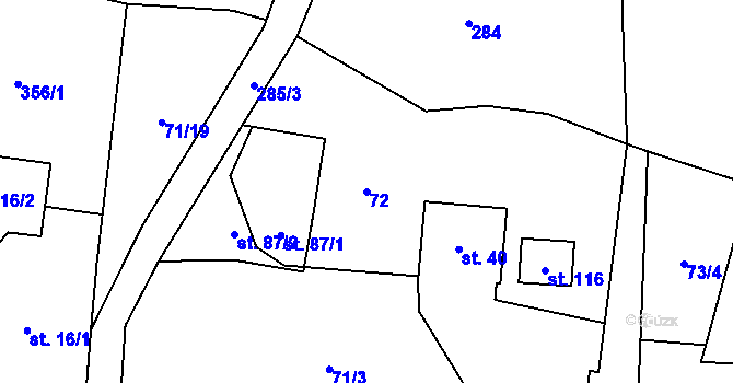 Parcela st. 72 v KÚ Kojkovice u Třince, Katastrální mapa