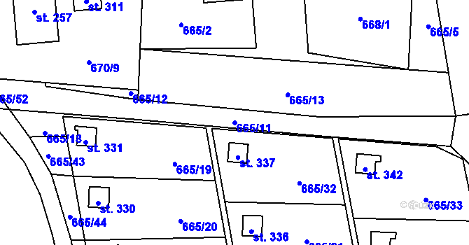 Parcela st. 665/11 v KÚ Český Puncov, Katastrální mapa