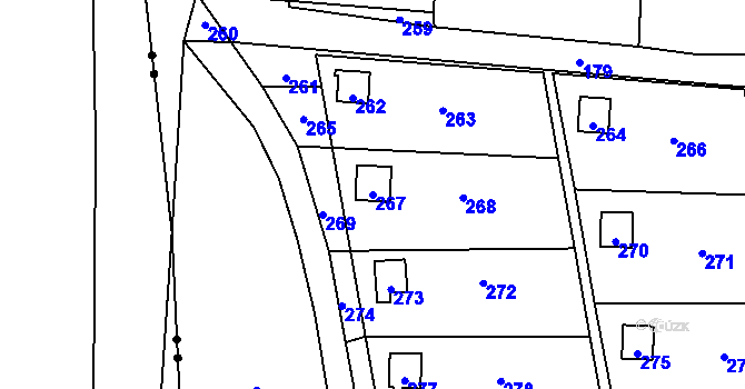 Parcela st. 267 v KÚ Český Puncov, Katastrální mapa