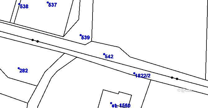 Parcela st. 542 v KÚ Český Puncov, Katastrální mapa