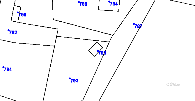 Parcela st. 789 v KÚ Český Puncov, Katastrální mapa