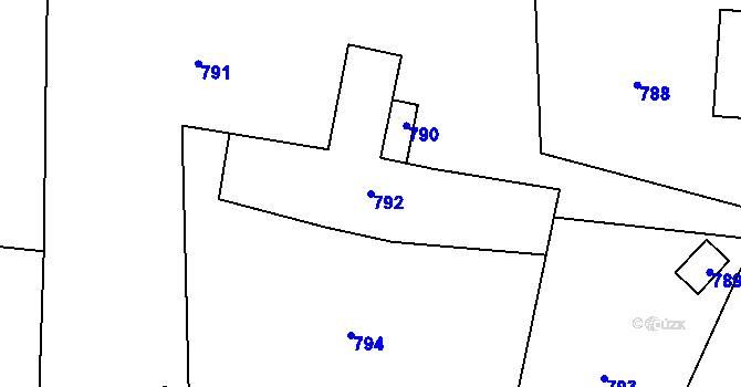 Parcela st. 792 v KÚ Český Puncov, Katastrální mapa