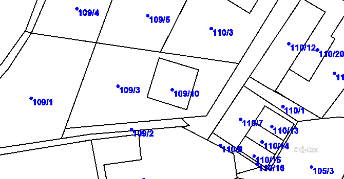 Parcela st. 109/10 v KÚ Dolní Líštná, Katastrální mapa