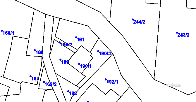 Parcela st. 190/3 v KÚ Dolní Líštná, Katastrální mapa