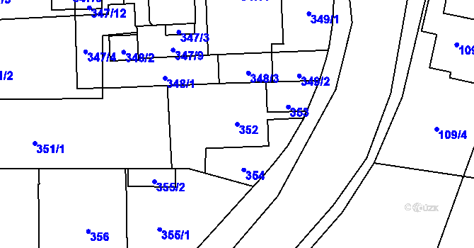 Parcela st. 352 v KÚ Dolní Líštná, Katastrální mapa