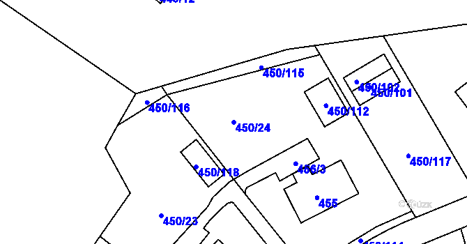 Parcela st. 450/24 v KÚ Dolní Líštná, Katastrální mapa