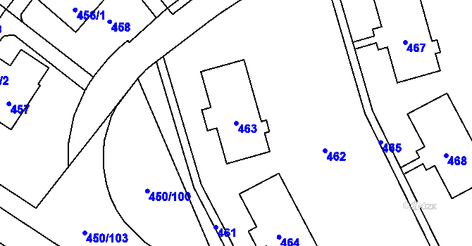 Parcela st. 463 v KÚ Dolní Líštná, Katastrální mapa