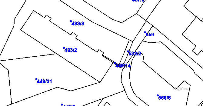 Parcela st. 483/7 v KÚ Dolní Líštná, Katastrální mapa