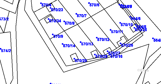 Parcela st. 570/13 v KÚ Dolní Líštná, Katastrální mapa