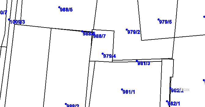 Parcela st. 979/4 v KÚ Dolní Líštná, Katastrální mapa