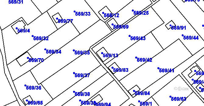 Parcela st. 569/13 v KÚ Dolní Líštná, Katastrální mapa