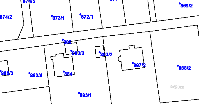 Parcela st. 883/2 v KÚ Dolní Líštná, Katastrální mapa