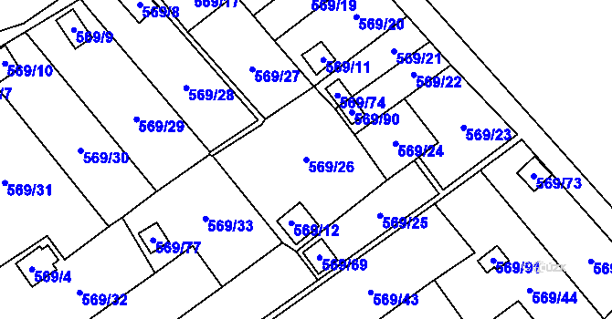 Parcela st. 569/26 v KÚ Dolní Líštná, Katastrální mapa