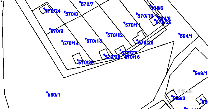 Parcela st. 570/28 v KÚ Dolní Líštná, Katastrální mapa