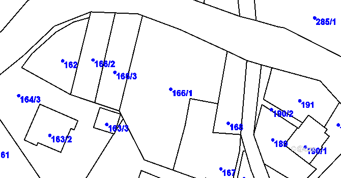 Parcela st. 166/1 v KÚ Dolní Líštná, Katastrální mapa