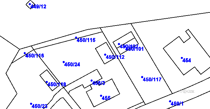 Parcela st. 450/112 v KÚ Dolní Líštná, Katastrální mapa