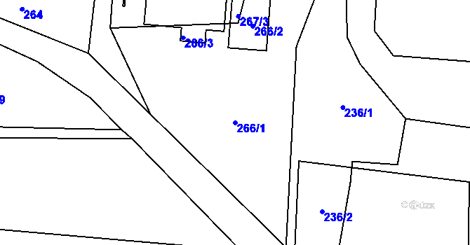 Parcela st. 266/1 v KÚ Dolní Líštná, Katastrální mapa