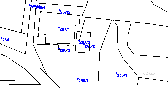 Parcela st. 266/2 v KÚ Dolní Líštná, Katastrální mapa