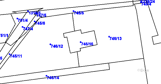 Parcela st. 746/16 v KÚ Dolní Líštná, Katastrální mapa