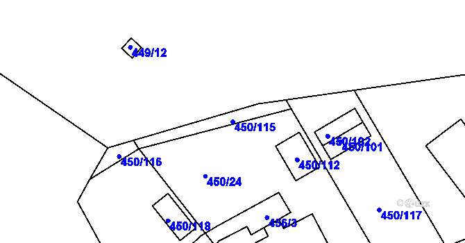 Parcela st. 450/115 v KÚ Dolní Líštná, Katastrální mapa