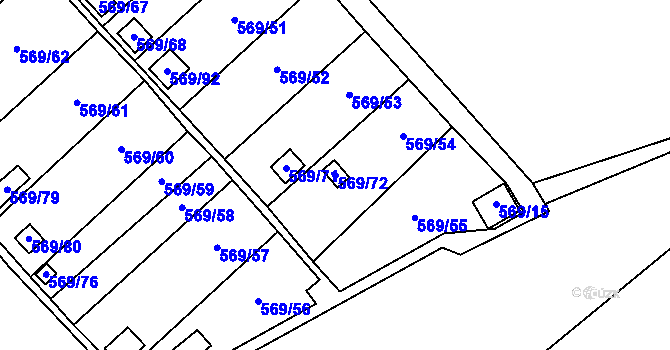 Parcela st. 569/72 v KÚ Dolní Líštná, Katastrální mapa