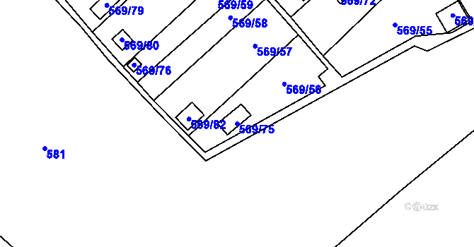 Parcela st. 569/75 v KÚ Dolní Líštná, Katastrální mapa