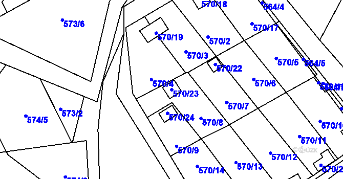 Parcela st. 570/23 v KÚ Dolní Líštná, Katastrální mapa
