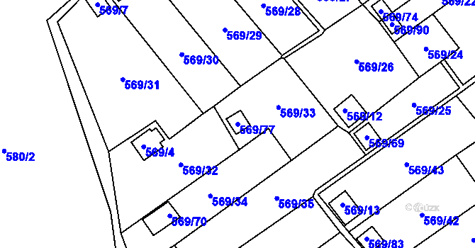 Parcela st. 569/77 v KÚ Dolní Líštná, Katastrální mapa