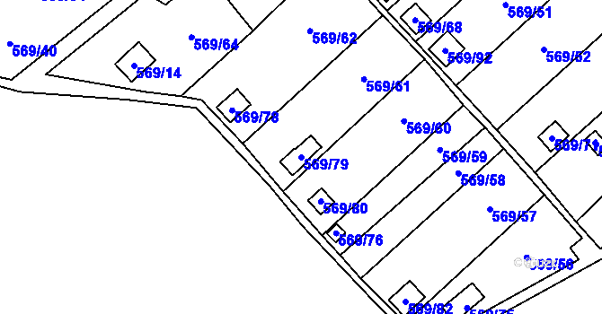 Parcela st. 569/79 v KÚ Dolní Líštná, Katastrální mapa