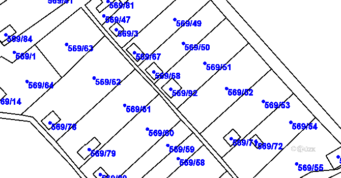 Parcela st. 569/92 v KÚ Dolní Líštná, Katastrální mapa