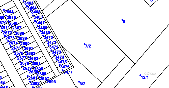 Parcela st. 7/2 v KÚ Lyžbice, Katastrální mapa