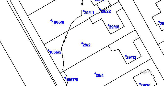 Parcela st. 29/2 v KÚ Lyžbice, Katastrální mapa