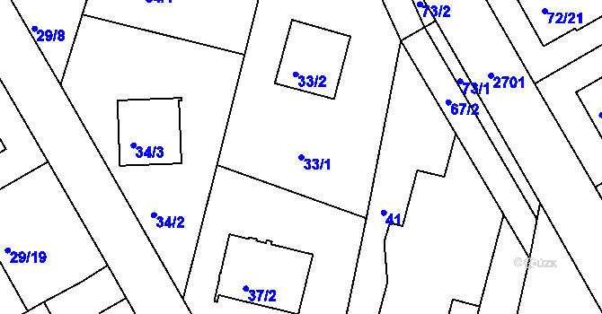 Parcela st. 33/1 v KÚ Lyžbice, Katastrální mapa