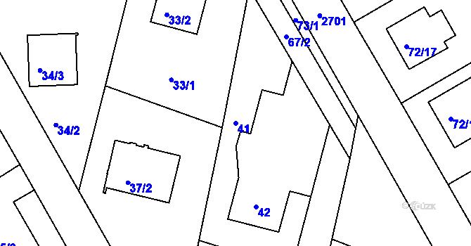Parcela st. 41 v KÚ Lyžbice, Katastrální mapa