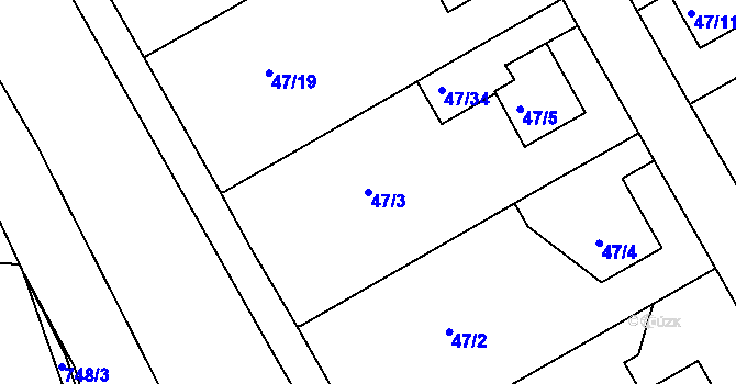 Parcela st. 47/3 v KÚ Lyžbice, Katastrální mapa