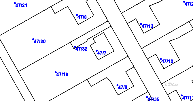 Parcela st. 47/7 v KÚ Lyžbice, Katastrální mapa