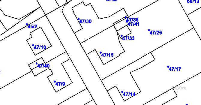 Parcela st. 47/15 v KÚ Lyžbice, Katastrální mapa