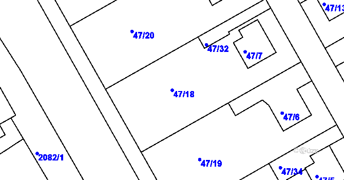 Parcela st. 47/18 v KÚ Lyžbice, Katastrální mapa